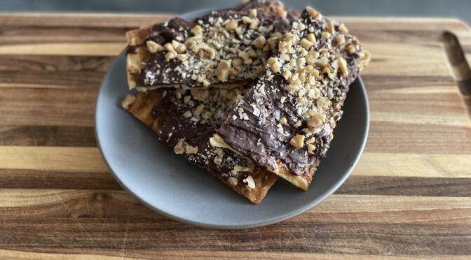 Chocolate & Caramel Matzo Bark