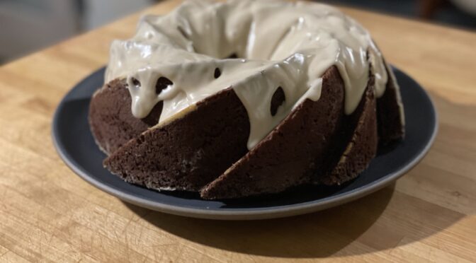 Chocolate Fudge Tahini Rye Cake